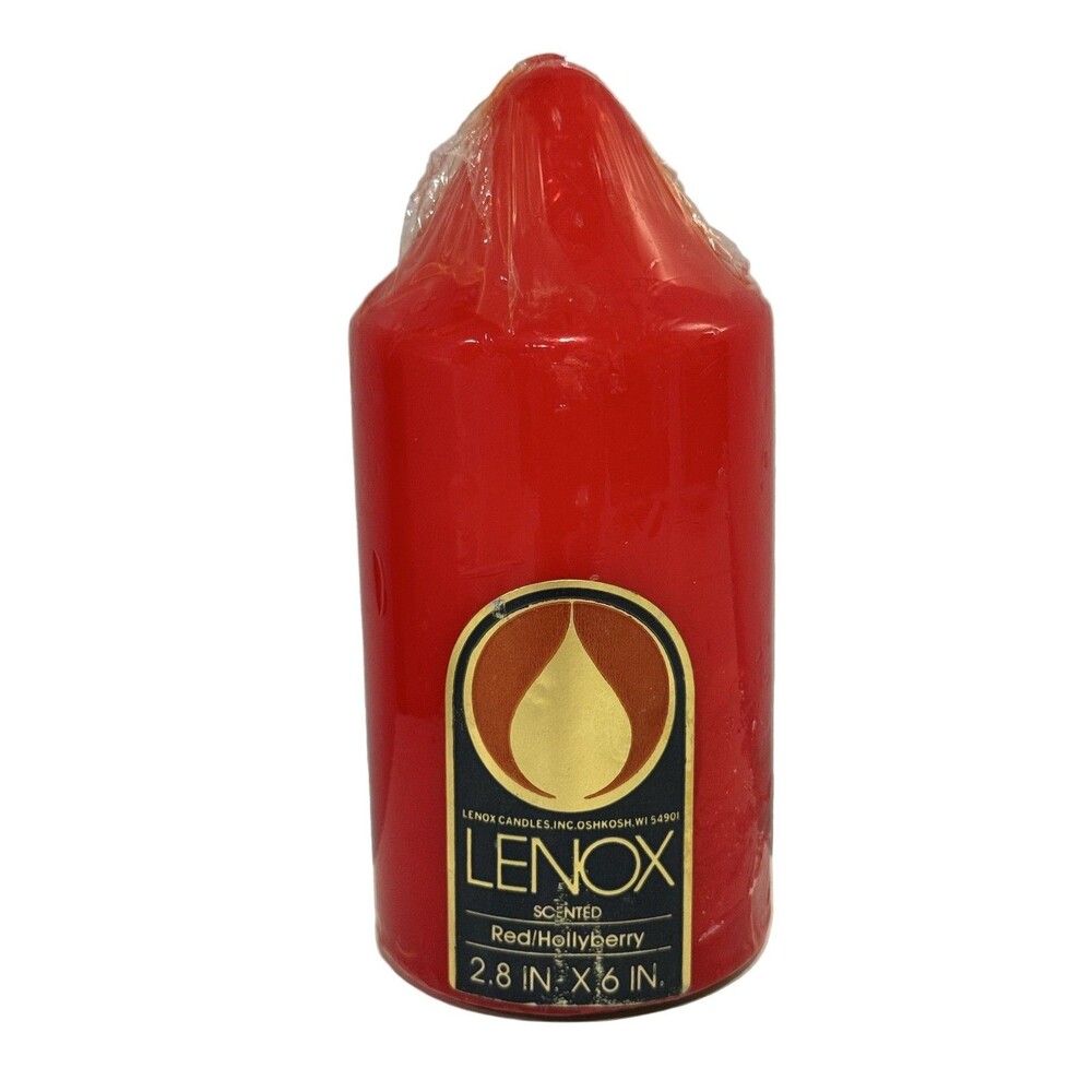 Lenox Hollyberry Scented Candle Red Wax 2.8" x 6"
